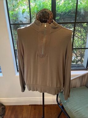 Workshop Republic Clothing Taupe Half-Zip Casual Shirt